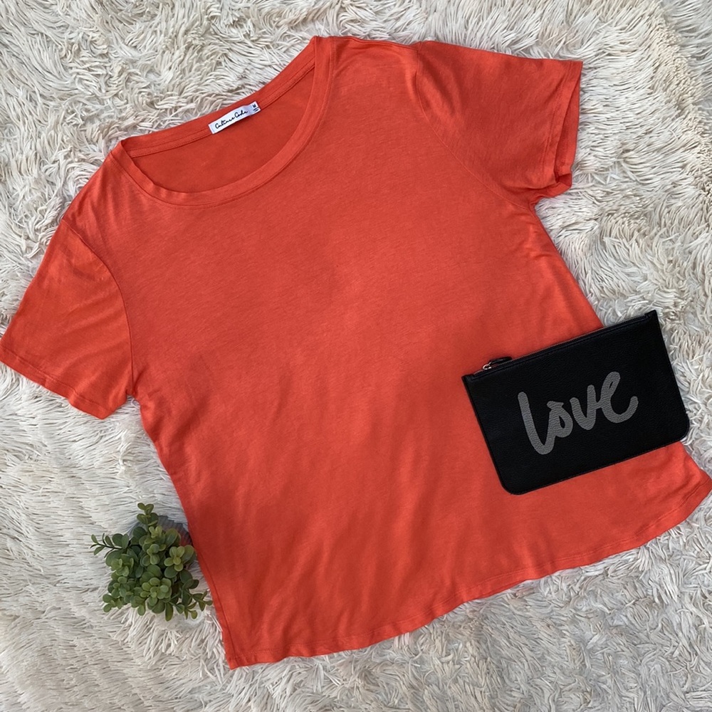 Culture Code Scoop Neck T-Shirt 💗 Coral Orange
